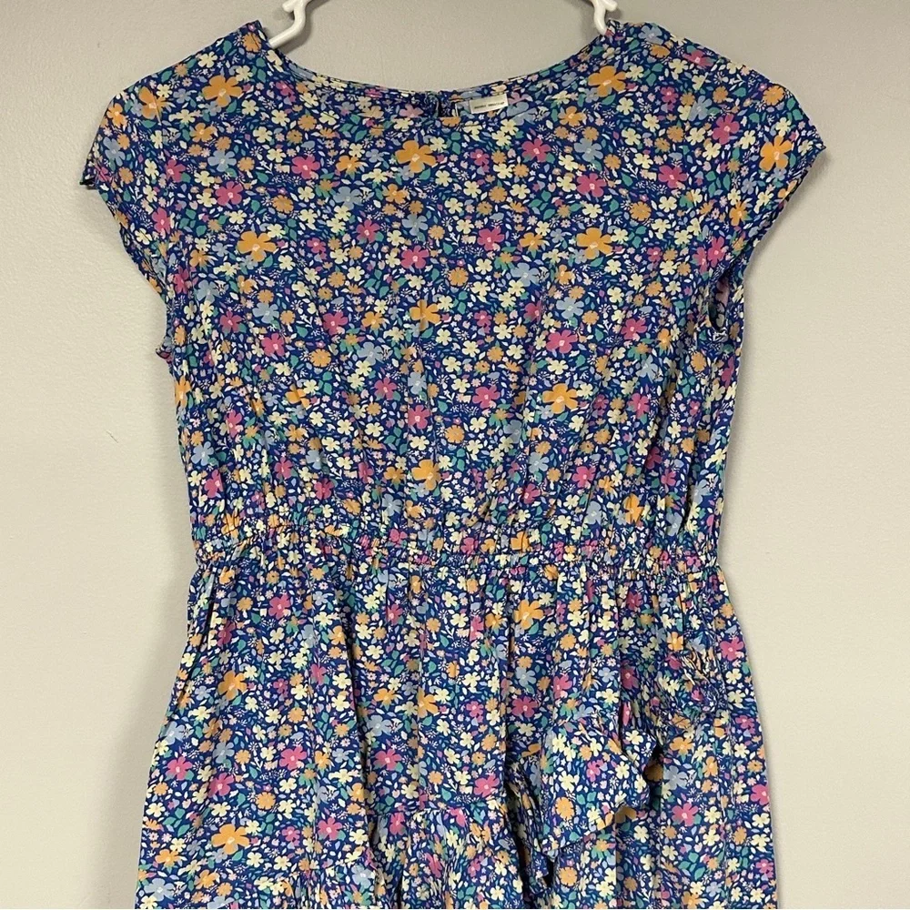 OshKosh B'gosh Girls Blue Floral Sundress Knee Length Spring Casual, 10
